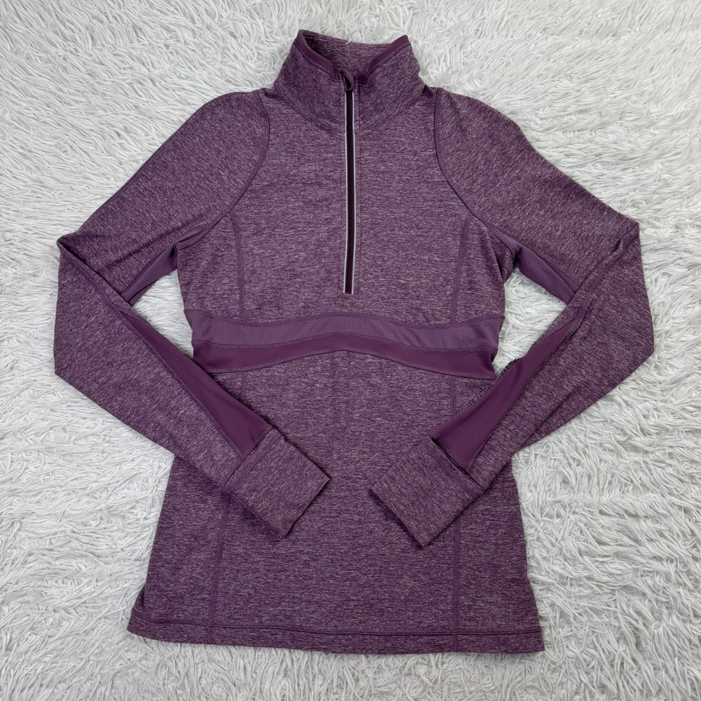 Lululemon Sweater Womens 8 Purple Space Dye Run Full Tilt 1/2 Zip Pullover